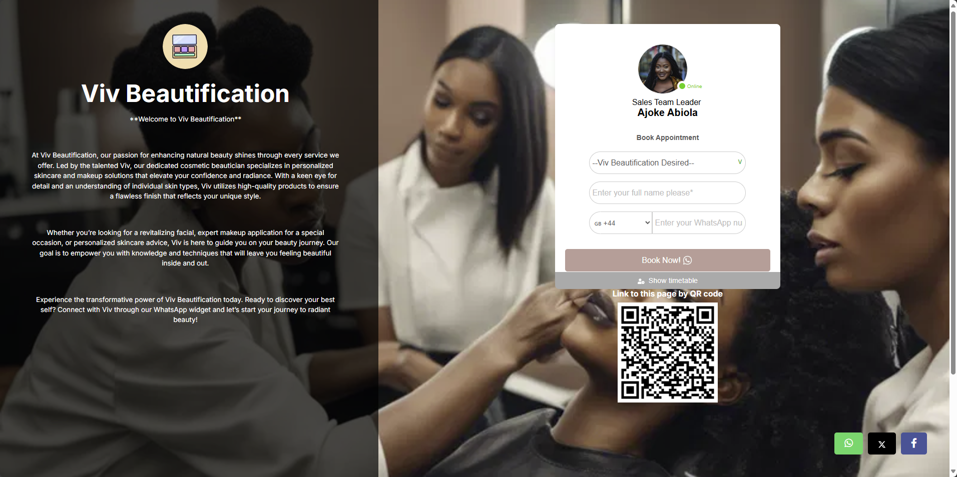 viv beautification landing page for ajoke abiola