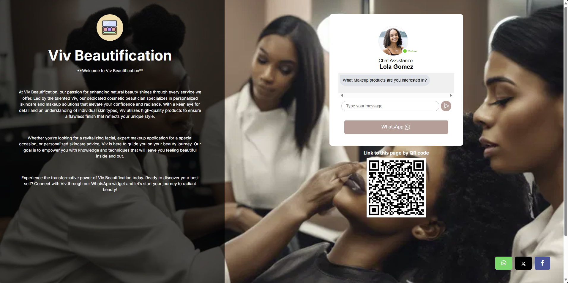 viv beautification landing page for lola gomez