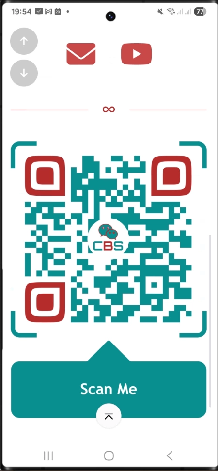 QR code with scan me prompt.