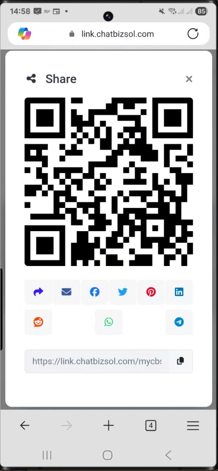 QR code for link sharing on social media