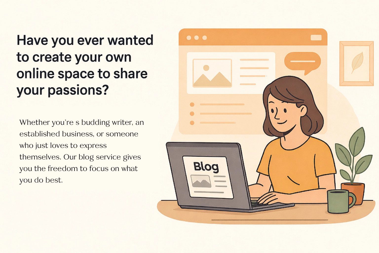 Person blogging to share passions online